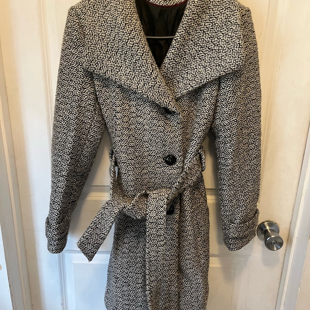Gallery Black and White Trench Coat